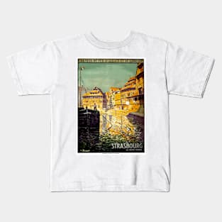 Strasbourg France - Vintage French Travel Poster Design Kids T-Shirt